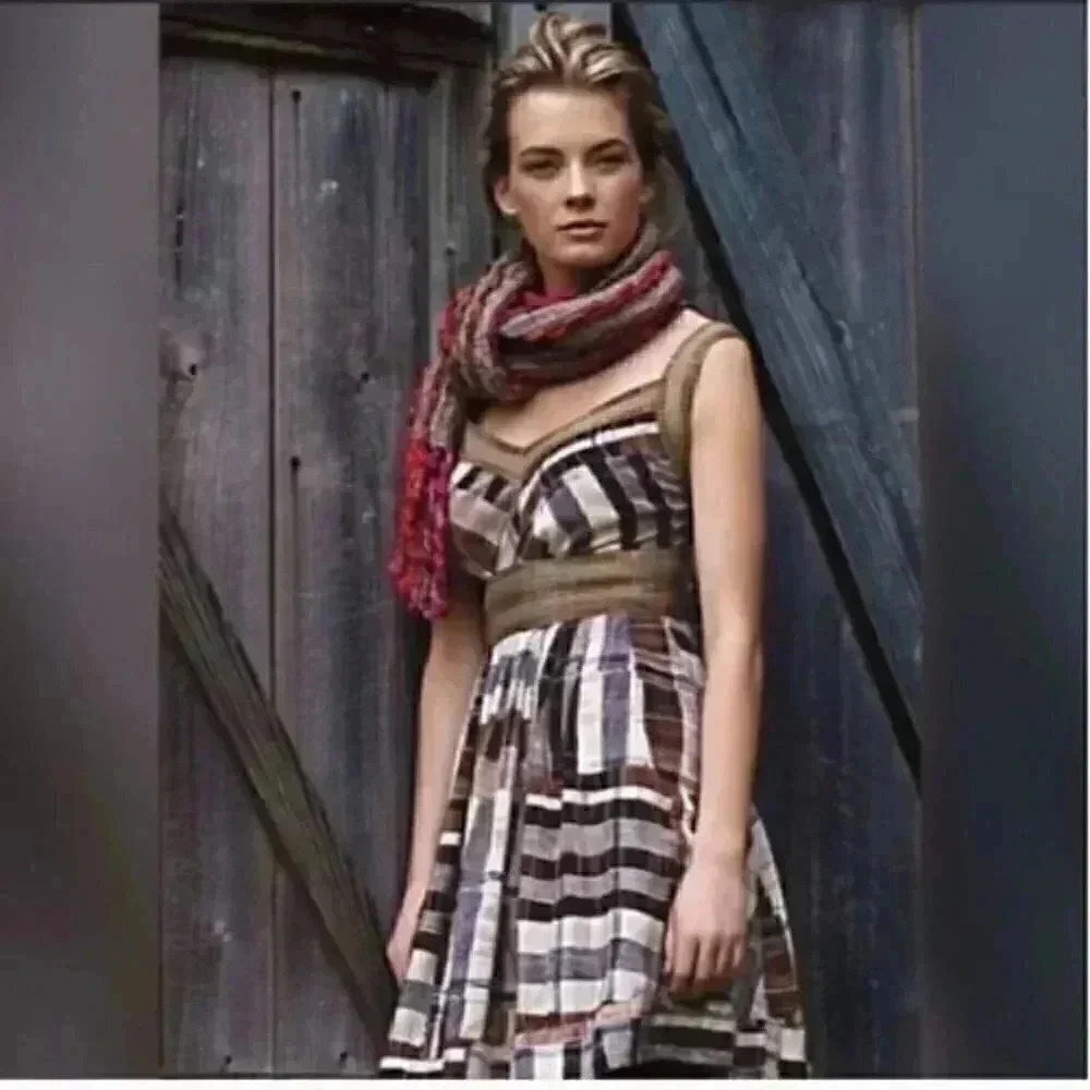Anthropologie Plenty Tracy Reese Dress Womens 4 Brown Ivory Crop Patterns Silk